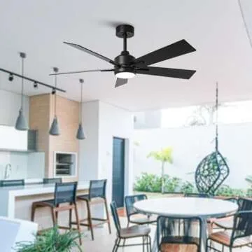 Ceiling Fans with Lights and Remote Black Farmhouse Ceiling Fans for Bedroom Living Room Flush Mount Outdoor Ceiling Fans for Patios Chandelier Light, Dimmable LED, Reverse DC Motor, 48 Inch