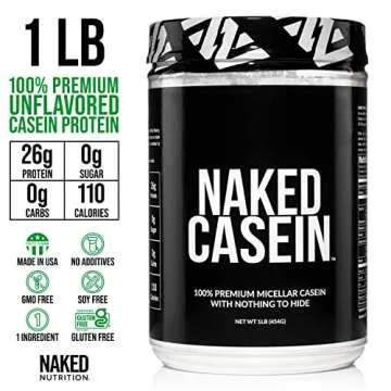 Naked Casein - 1Lb Micellar Casein Protein - Bulk, Gmo-Free, Gluten Free, Soy Free, Preservative Free - Stimulate Muscle Growth - Enhance Recovery - 15 Servings