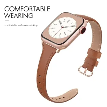 SWEES Slim Leather Band for Apple Watch Series 10 9 8