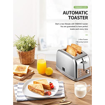 Yabano 2 Slice Retro Toaster with Bagel & Defrost Settings