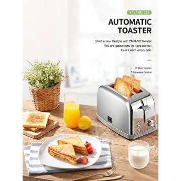 Yabano 2 Slice Retro Toaster with Bagel & Defrost Settings