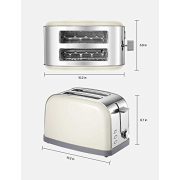Yabano 2 Slice Retro Toaster with Bagel & Defrost Settings
