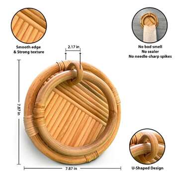 Rattan Towel Ring, Modern Hand Towel Holder for Bathroom and Kitchen Wall, Bathroom Hand Towel Ring, Rattan Towel Hanger Decor