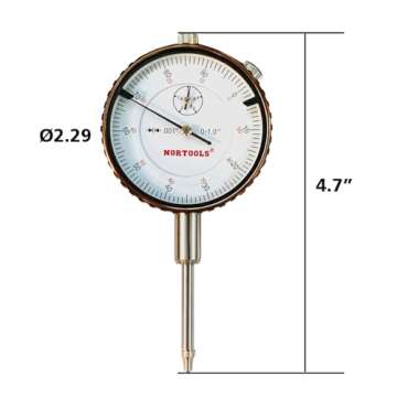 NORTOOLS Dial Indicator with Magnetic Base 0-1.0" & Point Set Dial Test Indicator 0.001" Precision M...