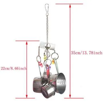 BWOGUE Stainless Steel Cup Bell Toys for Birds, Heavy Duty Bird Cage Toys for Parrots African Grey Amazon Cockatoo Conure