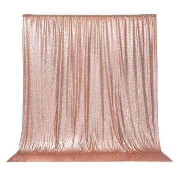 PartyDelight Rose Gold Sequin Backdrop Photography Curtain for Special Events 6Ft x 6Ft