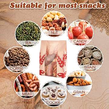 Gueevin 150 Pcs Kraft Paper Bread Loaf Bag with Clear Window Large Paper Bread Bags for Homemade Bakery Food Packaging Storage with 500 Pcs Stickers for Sourdough Popcorn Cookies, 14 x 8.3 x 3.2 in