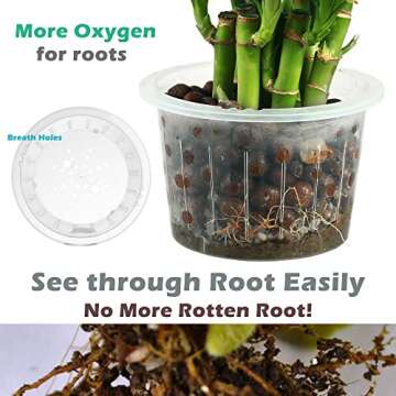 DELF 6 Pack 6.7" Self-Watering Planters Flower Pots for Indoor Garden Devil's Ivy, African Violet, Ocean Spider Plant, Orchid, White Color