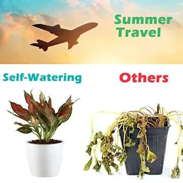DELF 6 Pack 6.7" Self-Watering Planters Flower Pots for Indoor Garden Devil's Ivy, African Violet, Ocean Spider Plant, Orchid, White Color