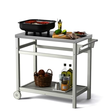 TORVA Outdoor Prep Grill Carts, 303 Stainless Steel Tabletop with High Load Capacity Portable BBQ Ta...