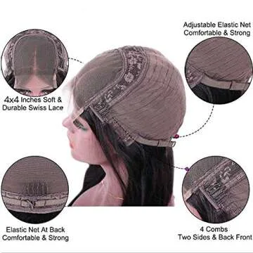 WEITING Short Bob Lace Front Wig - Human Hair, Lace Front, 150% Density