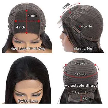 WEITING Short Bob Lace Front Wig - Human Hair, Lace Front, 150% Density