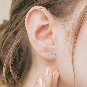 BriLove 925 Sterling Silver Ear Crawler Post Earrings Virgo 12 Zodiac Constellation Horoscope Astrol...