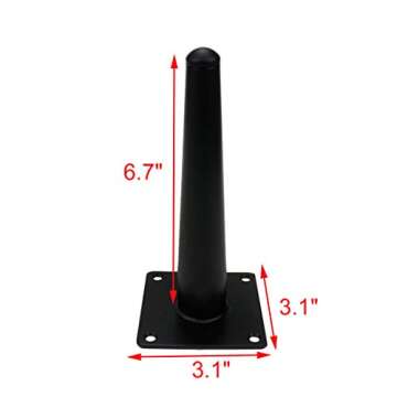 Geesatis Furniture Legs Round Tapered Cabinet Legs Chair Table Metal Feet, with Mounting Screws, Height 17cm / 6.7 inch, Black