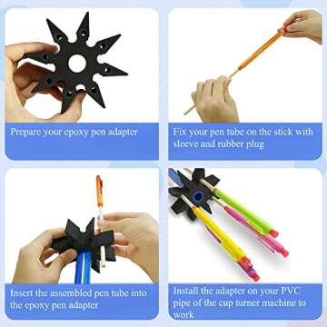 Riomh Epoxy Pen Turner Attachment, Glitter Pen Adapter for Holding Pens on Turner Machine, Sublimation Pens blank Turner Kit to Make Customized Pens (Pen Holder Not Include)