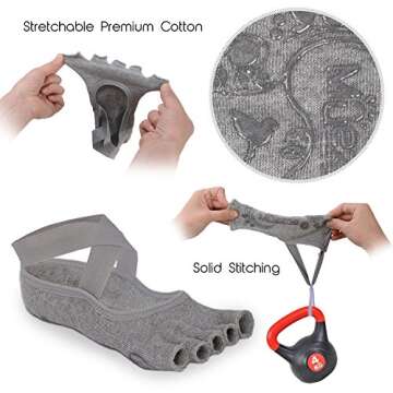 Muezna Non Slip Yoga Socks for Women, Toeless Anti-Skid Pilates, Barre, Ballet, Bikram Workout Socks with Grips