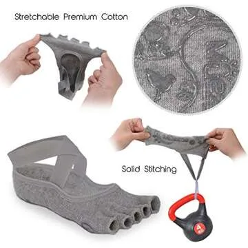 Muezna Non Slip Yoga Socks for Women, Toeless Anti-Skid Pilates, Barre, Ballet, Bikram Workout Socks with Grips