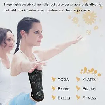 Muezna Non Slip Yoga Socks for Women, Toeless Anti-Skid Pilates, Barre, Ballet, Bikram Workout Socks with Grips