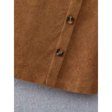 MakeMeChic Toddler Baby Girl Outfits Mock Neck Long Sleeve Top and Corduroy Button Overall Dress Sets Beige and Brown 6Y