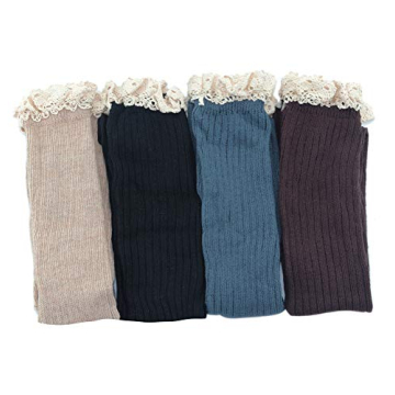 Vpogn 4 Pack Women Cotton Knee High Boot Socks