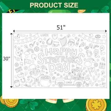 Amnbrei 2 Pack St. Patrick's Day Giant Coloring Posters - Perfect for Kids' Creative Fun!