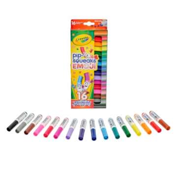 Crayola Emoji Pip Squeaks Washable Markers (16ct), Toddler Mini Stamper Marker Set, Coloring Supplies for Toddlers, Gift for Kids