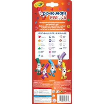 Crayola Emoji Pip Squeaks Washable Markers (16ct), Toddler Mini Stamper Marker Set, Coloring Supplies for Toddlers, Gift for Kids