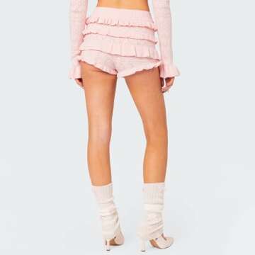 Stylish Ynocfri Women Ruffle Crochet Beach Shorts