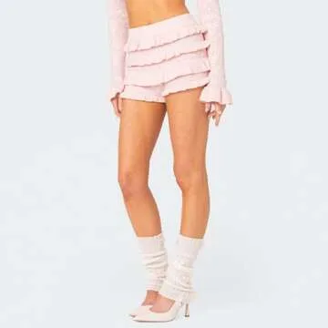 Stylish Ynocfri Women Ruffle Crochet Beach Shorts