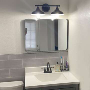 GZBEINI Farmhouse Vanity Light Fixtures, 2-Light Black Bathroom Light Fixtures Over Mirror, Modern Industrial Metal Black Vanity Light for Bathroom, Vanity, Mirror Cabinet