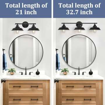 GZBEINI Farmhouse Vanity Light Fixtures, 2-Light Black Bathroom Light Fixtures Over Mirror, Modern Industrial Metal Black Vanity Light for Bathroom, Vanity, Mirror Cabinet