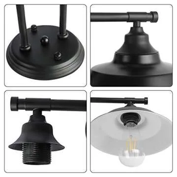 GZBEINI Farmhouse Vanity Light Fixtures, 2-Light Black Bathroom Light Fixtures Over Mirror, Modern Industrial Metal Black Vanity Light for Bathroom, Vanity, Mirror Cabinet