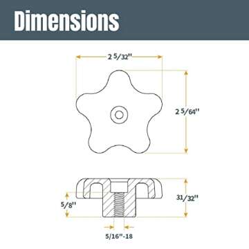 POWERTEC 71121 T Track Knob Kit w/ Threaded Knobs and 5/16”-18 T Slot Bolts, 16-Piece Set, T Track Accessories for Woodworking Jigs and Fixtures