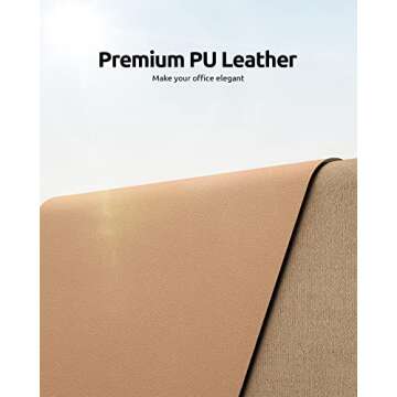YSAGi Leather Desk Protector, Office Mat, Large Mouse Mat, Non-Slip PU Leather Blotter, Laptop Desk ...