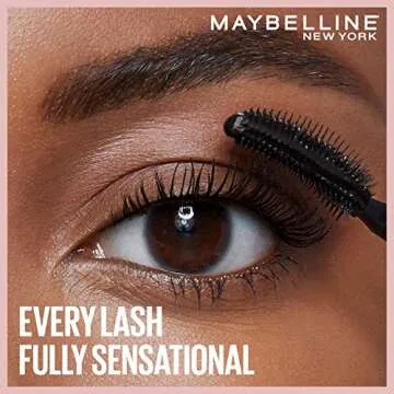 Maybelline Lash Sensational Washable Mascara, Lengthening and Volumizing for a Full Fan Effect, Midnight Black, 1 Count