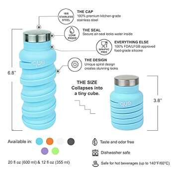 que Bottle - Fashionable & Collapsible 12oz Water Bottle (Glacier White)