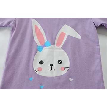 FEDPOP Girls Easter Bunny Pajamas for Kids Short Pjs Toddler Rabbit Sleepwear Cotton Summer Jammies Short Sleeve T Shirts and Bottoms 2 Piece Pj Clothes Set Size 6