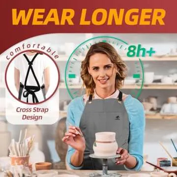 Ashrun Pottery Apron with 8 Pockets for Artists and Crafters