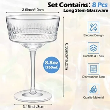 Roshtia Vintage Martini Glasses Set of 8 for Every Occasion