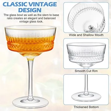 Roshtia Vintage Martini Glasses Set of 8 for Every Occasion
