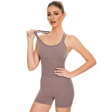 PINKSAVIOR Women's Seamless Workout Jumpsuit with Padded Bra