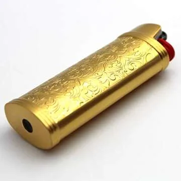 Lucklybestseller Metal Lighter Case Cover Holder Vintage Floral Stamped for BIC Full Size Lighter J6