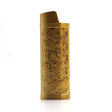 Lucklybestseller Metal Lighter Case Cover Holder Vintage Floral Stamped for BIC Full Size Lighter J6