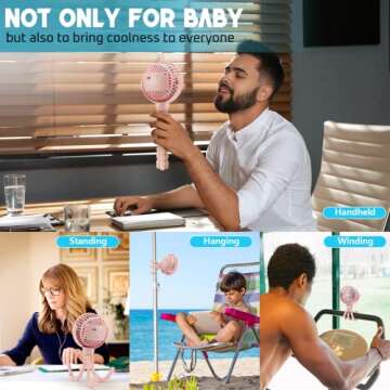 snawowo Upgraded Portable Baby Stroller Fan, 360°Rotate Rechargeable Mini Clip on Fan with Flexible Tripod for Treadmill Crib Car Seat Travel, 4000mAh Battery Powered Handheld Fan (Pink)