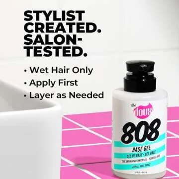 The Doux 808 Base Gel - Curl Defining Gel - Flexible Hold - For All Curl Types - Curly Hair Products for Women and Men - With Honey and Aloe