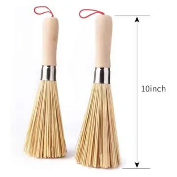 Sansheng 2 Pack Bamboo Wok Brush Eco-Friendly Kitchen Aid