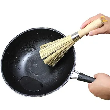 Sansheng 2 Pack Bamboo Wok Brush Eco-Friendly Kitchen Aid