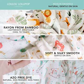 Loulou Lollipop Soft Baby Swaddle Blanket Muslin Wrap Receiving Blanket for Newborn to Toddler Girl and Boy, Large 47” by 47” - Forest Friends…