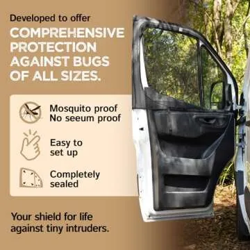 Living in a Bubble Magnetic Bug Screen for Front Doors (Pair), Universal Size for Sprinter, Metris, Ford Transit, and Other Vans & Cars - Car Living Essentials & Van Life Accessories