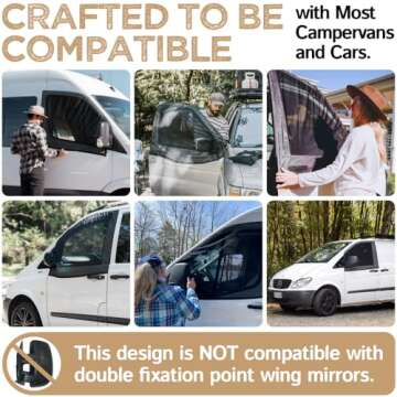 Living in a Bubble Magnetic Bug Screen for Front Doors (Pair), Universal Size for Sprinter, Metris, Ford Transit, and Other Vans & Cars - Car Living Essentials & Van Life Accessories